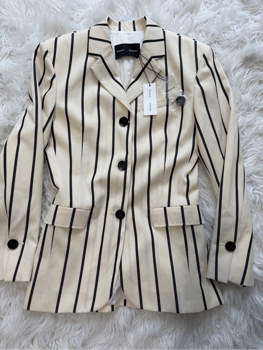 Proenza Schouler Cream and Black Striped Tailored Blazer